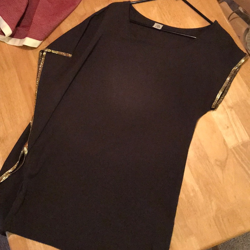 Grey silky tunic dress with gold paillette